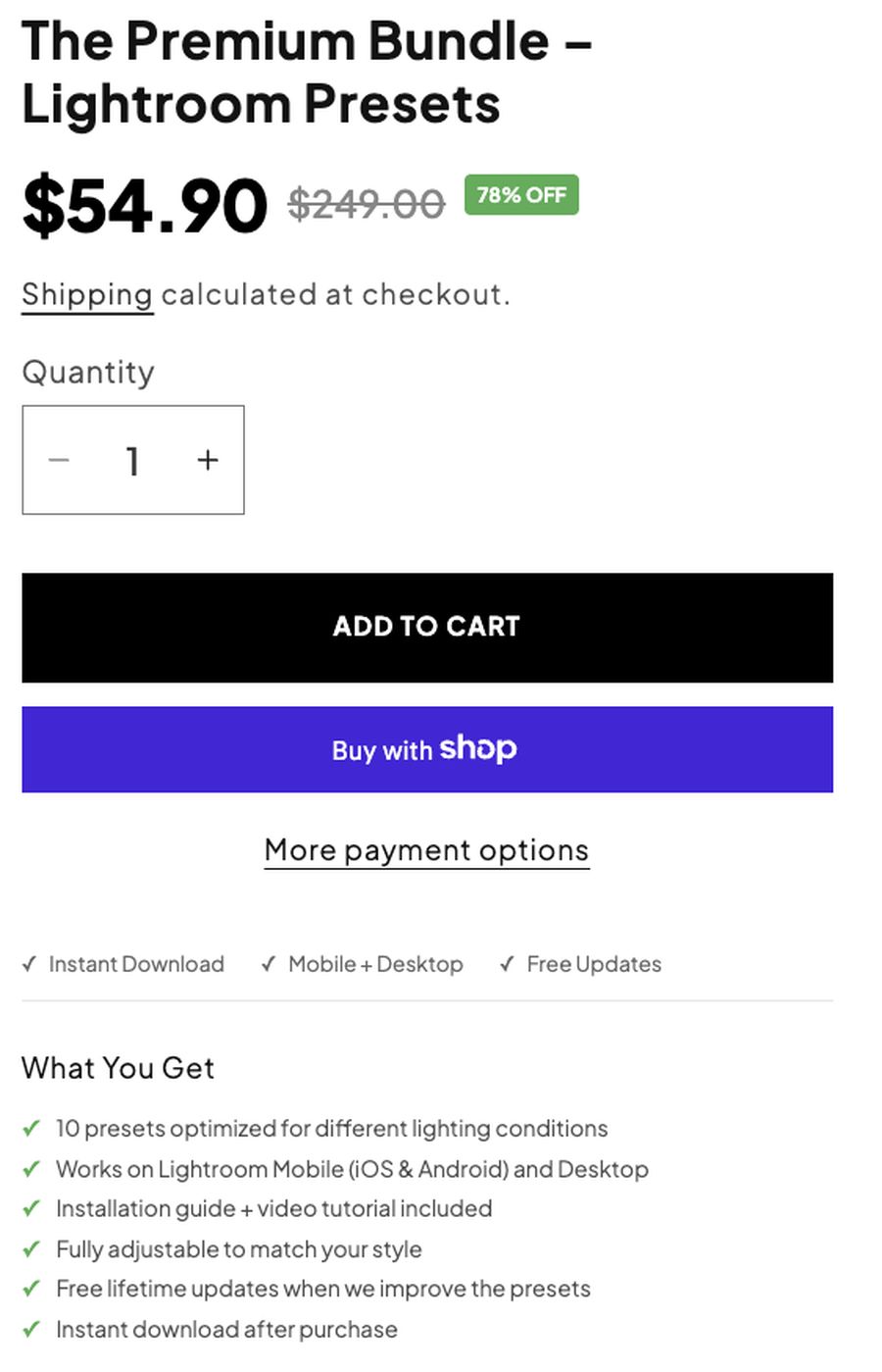 Generic template product page